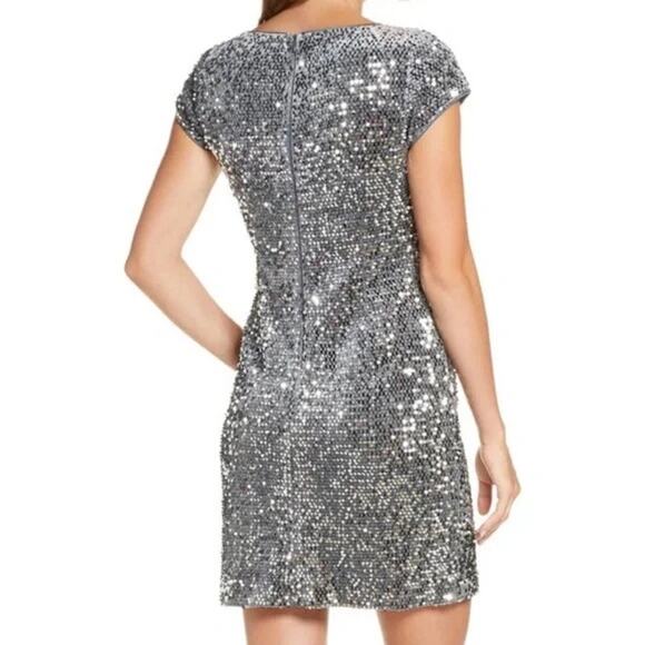 Eliza J Mirror Sequin Velvet Sheath Dress Size 4 Petite - Picture 2 of 16